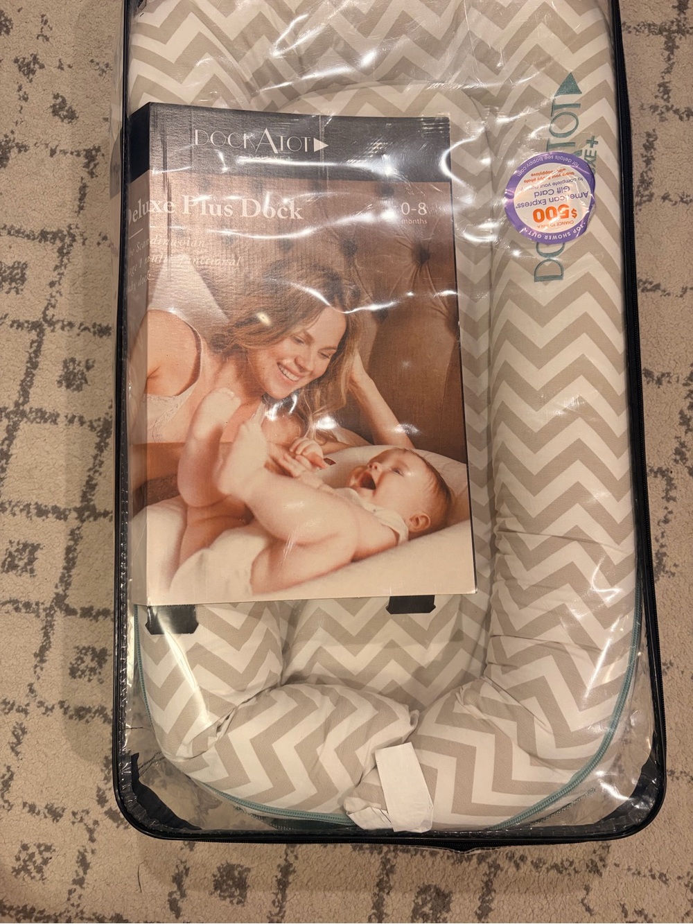 Dock a tot Deluxe Plus Dock - Gray Chevron